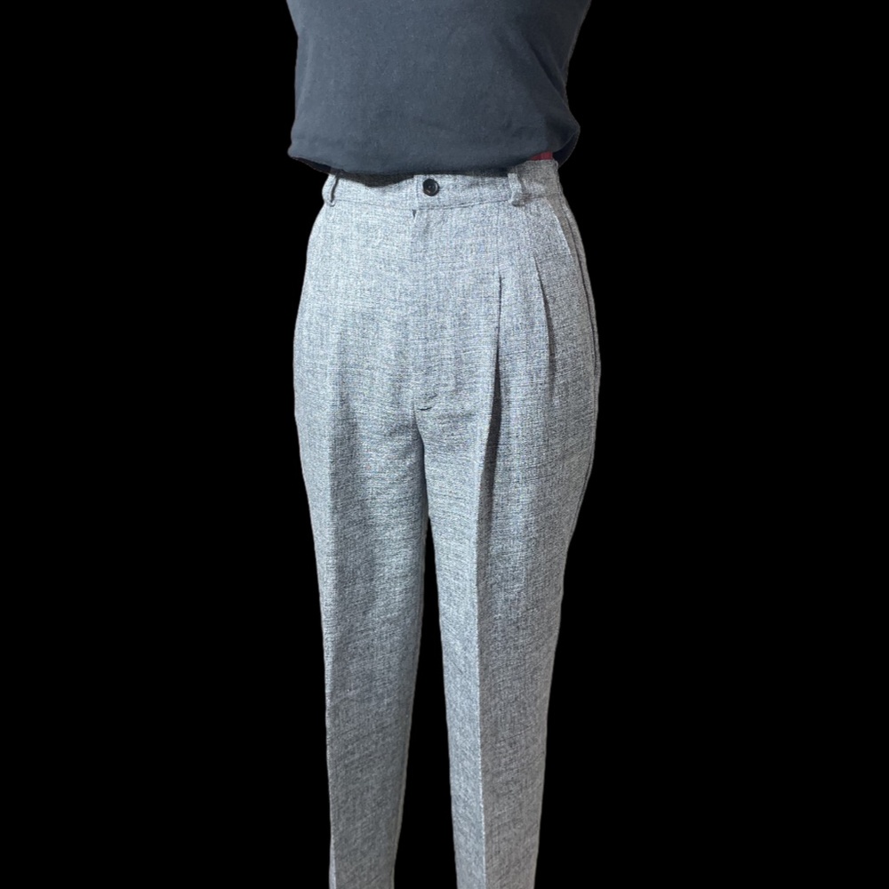 PLAIN WEAVE PATTERN BLACK/ SILVER WOMENS DRESS PANTS